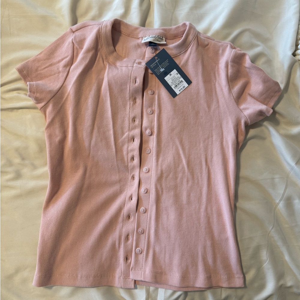 Universal Thread Pink Puff Sleeve Button Down Shirt